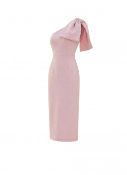 VESTITO MIDI ROSA CON FILO
