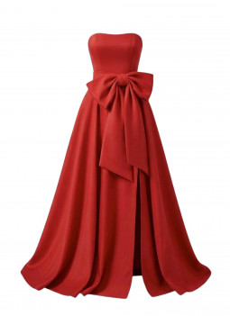 VESTIDO ESTRUCTURADO ROJO CON LAZO