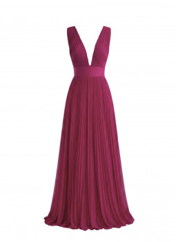 VESTIDO PLISADO ROSA / CEREZA