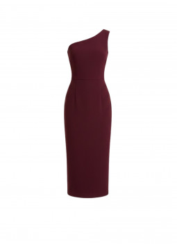 BORDEAUXFARBENES MIDI KLEID