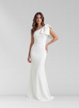 WHITE LONG DRESS BOW