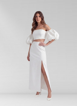 CONJUNTO TOP Y FALDA MIDI NOVIA