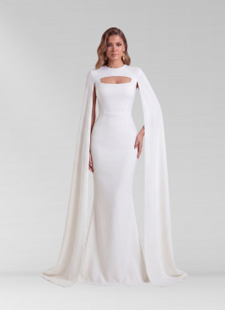 VESTIDO LONGO BRANCO COM CAPA