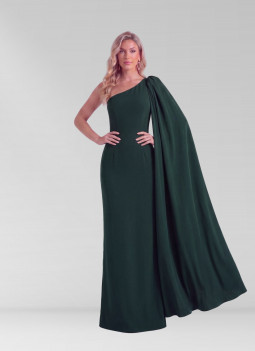 GREEN DRESS WITH CAPE
