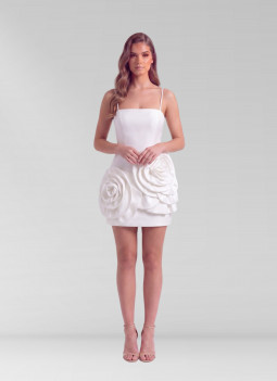 ROBE STRUCTURÉE BLANCHE À FLEURS