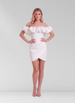 WEISSES KLEID MIT VOLANT
