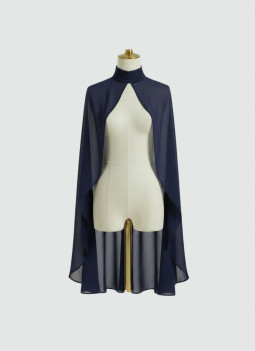 NAVY BLUE CAPE WITH COLLAR