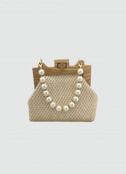 BORSETTA BEIGE CON PERLE