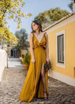 VESTIDO LARGO DORADO