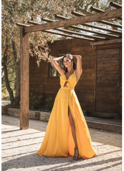 VESTIDO AMARILLO CON LAZO