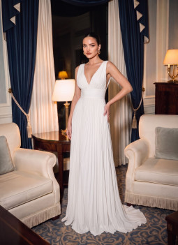 WHITE PLEATED DRESS