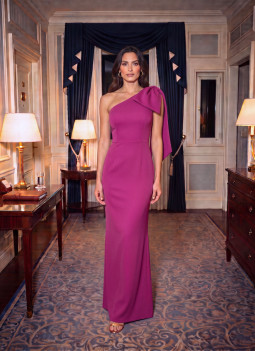 FUCHSIA LONG DRESS BOW
