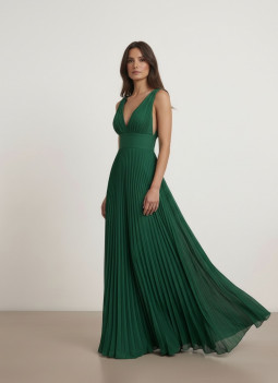 ROBE PLISSÉE VERTE