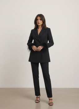 BLACK STRUCTURED PANTS