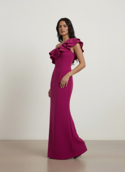STRUKTURIERTES FUCHSIA-KLEID