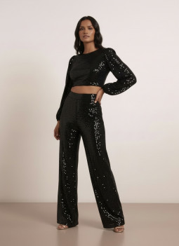 PANTALONE PAILLETTES NERE