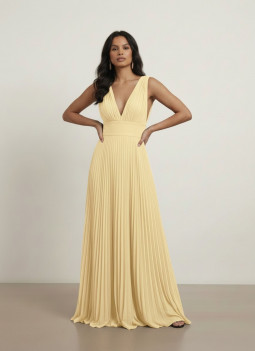 HELLGELBES PLISSEEKLEID