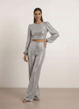 PANTALON PAILLETTES ARGENTÉES
