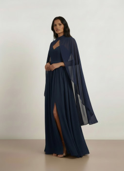 NAVY BLUE CAPE WITH COLLAR