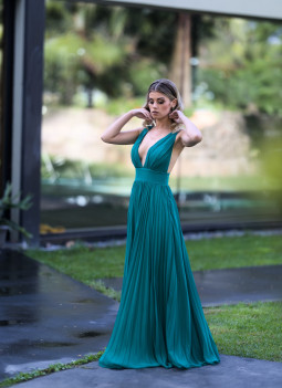 LAST ONES - PLEATED GREEN DRESS