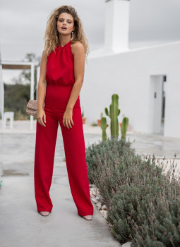 RÜCKENFREIER ROTER JUMPSUIT