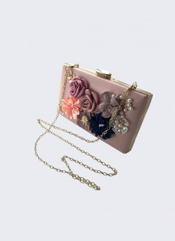 PINK CLUTCH WITH FLOWERS
