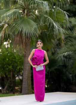 Vestido Cereja Rosa Curves TP Rústico Com Decote E Abertura Na Costa - 8686  - PANEMA STORE