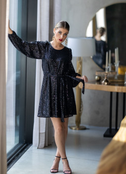 VESTITO PAILLETTES NERO