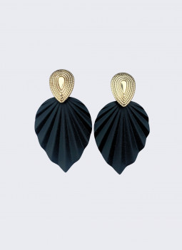 BOUCLE D'OREILLE FEUILLE NOIRE