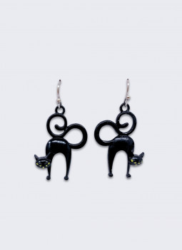 BOUCLE D'OREILLE CHAT NOIR