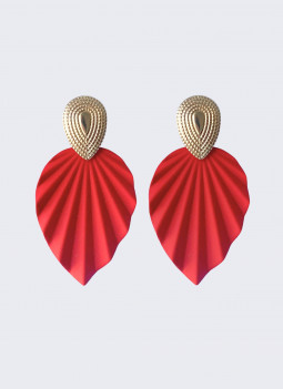 BOUCLE D'OREILLE FEUILLE ROUGE