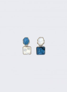 BOUCLE D'OREILLE BLEUE ET BLANCHE