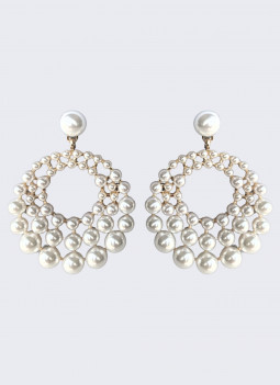 BOUCLE D'OREILLE BLANCHE PERLES