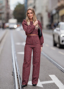 PANTALONE IN TWEED ROSSO