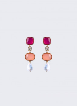 BOUCLE D'OREILLE MULTICOLORE ROSE