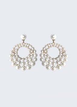 BOUCLE D'OREILLE BLANCHE PERLES