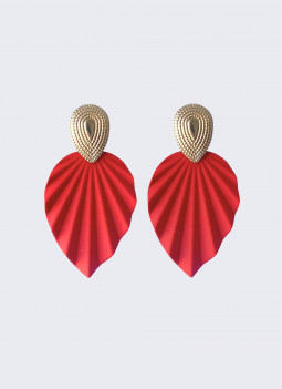 BOUCLE D'OREILLE FEUILLE ROUGE