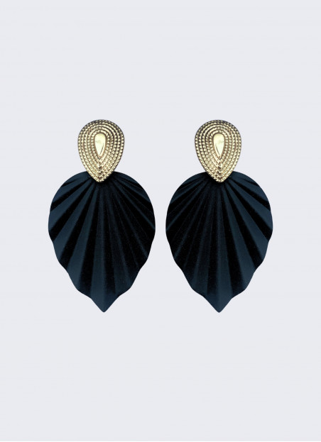 BOUCLE D'OREILLE FEUILLE NOIRE