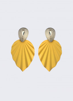 BOUCLE D'OREILLE FEUILLE JAUNE