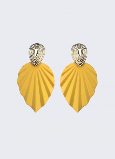 BOUCLE D'OREILLE FEUILLE JAUNE