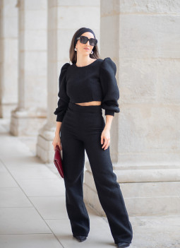 ULTIMI - PANTALONE TWEED NERO