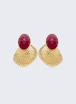 BURGUNDY AND GOLD EARRING