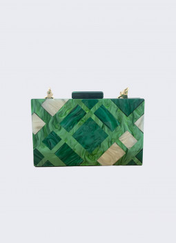 GEOMETRIC GREEN CLUTCH