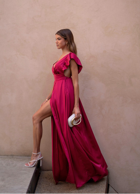 ROBE ROSE / CERISE AVEC VOLANTS