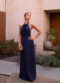 VESTIDO LARGO AZUL MARINO