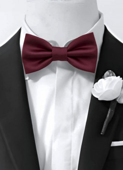 BURGUNDY PRE-TIED BOW TIE