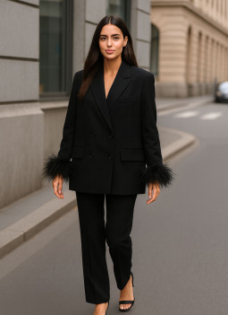 BLAZER NERO CON PIUME