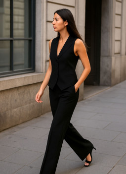 GILET NOIR COL