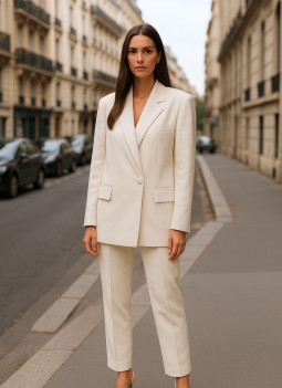 CALÇA ESTRUTURADA BRANCO / PÉROLA