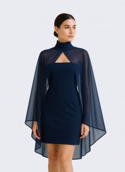 MANTELLA BLU MARINE CON COLLETTO